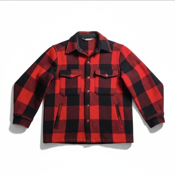 Woolrich Other - Vintage Woolrich Men’s Buffalo Plaid Wool Jacket - Red & Black